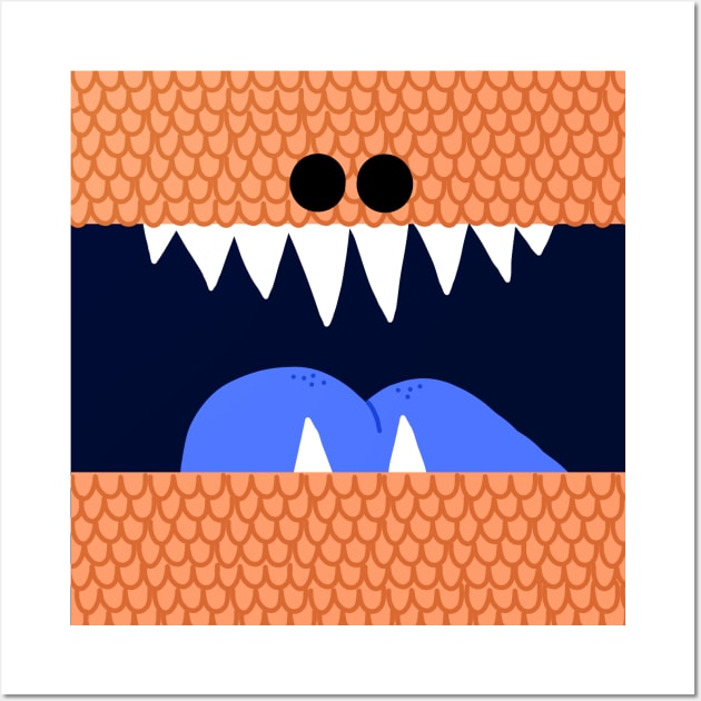 Orange Scales Monster Mouth Wall Art by Whoopsidoodle